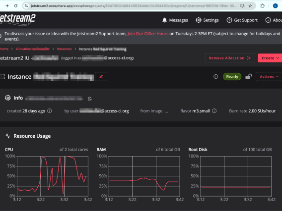 Screenshot of Jetstream 2 Dashboard