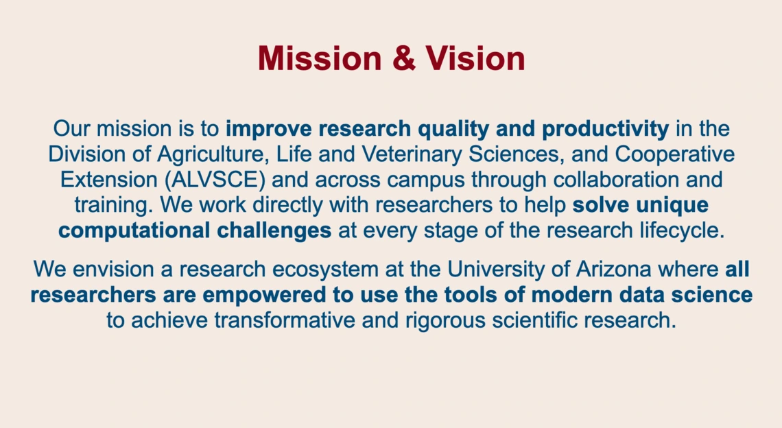 Presentation slides that displays CCT DS mission & vision